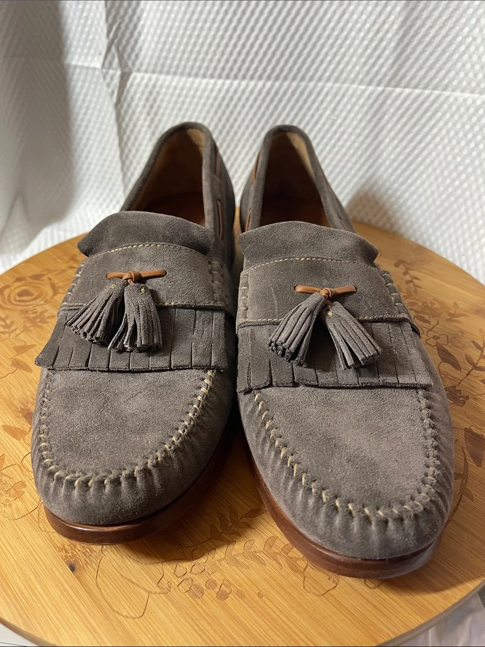 Johnston & Murphy Danbury Grey Suede Tassel Loafers size 11 1/2